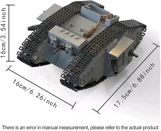 Generic WW1 Military MK Ⅳ Battle Tank Building Blocks Model Educational WW1 Weapon Heavy Black Tank Bricks Toys for Boy Gifts （544 Pieces） Ages 15 and Up T-02 MKⅣ- Wtih Original Box