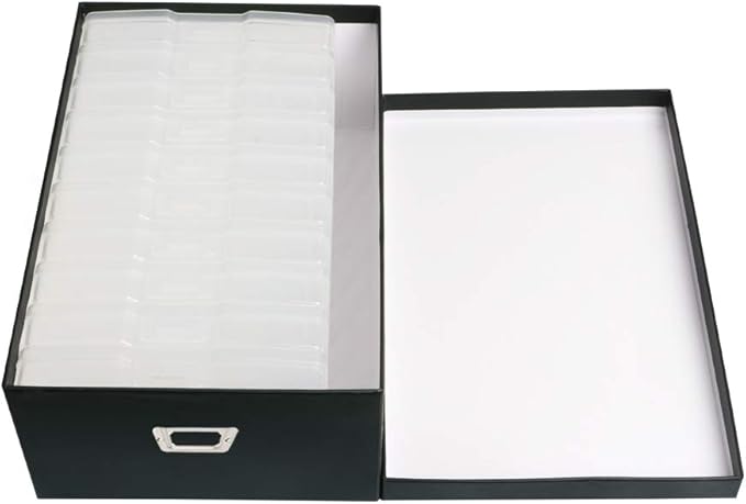 novelinks Photo Case 4" x 6" Photo Storage Box - 10 Inner Picture Storage Container (Black, 2 Pack)