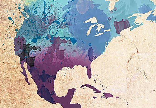 artgeist Pinboard World Map 35x24 in - Cork Board & Canvas Print Wall Art 1 pcs Memoboard with 50 Pins Noticeboard Message Board Image Picture Home Decor Travel Map k-C-0060-p-a
