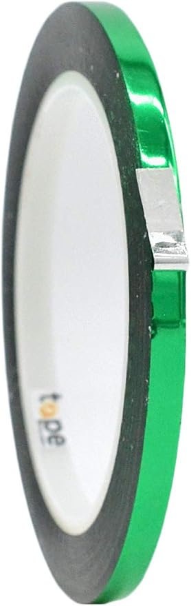 WOD MPFT2 Green Metalized Polyester Mylar Film Tape with Acrylic Adhesive, 3/8 inch x 72 yds. Vibrant Mirror Green Tape, Decor Tape for Detailing Accent Wall, Graphic Arts, Car and Boat Trim