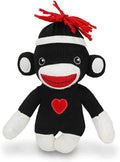Adorable Sock Monkey 6 Inches, The Original Traditional Hand Knitted Stuffed Animal Toy Gift-for Kids, Babies, Teens, Girls and Boys Baby Doll Present Puppet (Black)