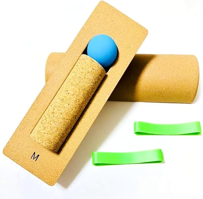 Balance Board - Non-Slip Natural Cork Rocker for Plantar Fasciitis Relief & Ankle Strengthening | Portable Trainer for Seniors, Athletes & Yoga Enthusiasts (Home Gym Equipment)
