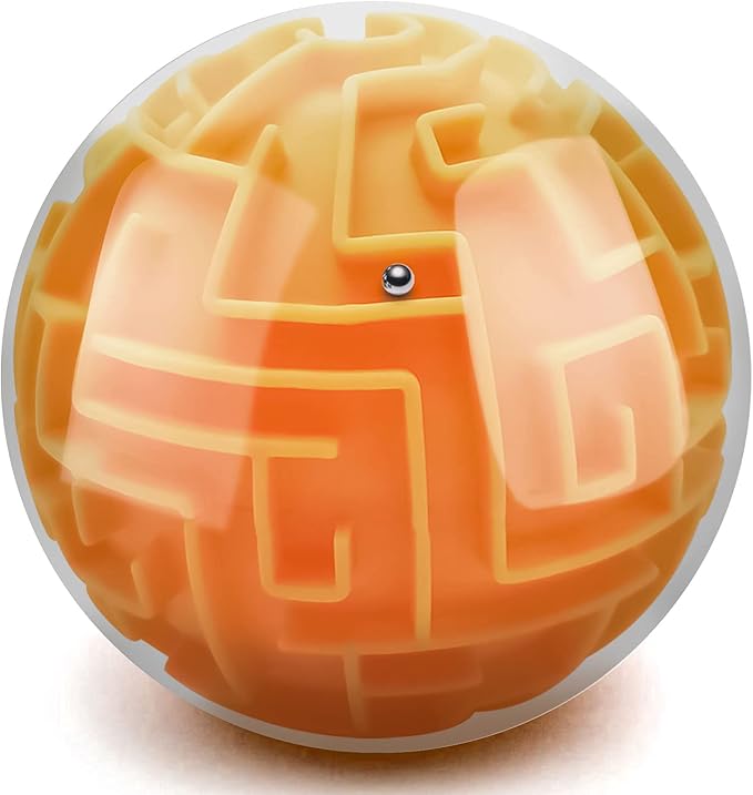 YongnKids Amaze 3D Memory Sequential Maze Ball Puzzle Toy Gifts for Kids Adults - Challenges Game Lover Tiny Balls Brain Teasers Game (Orange)