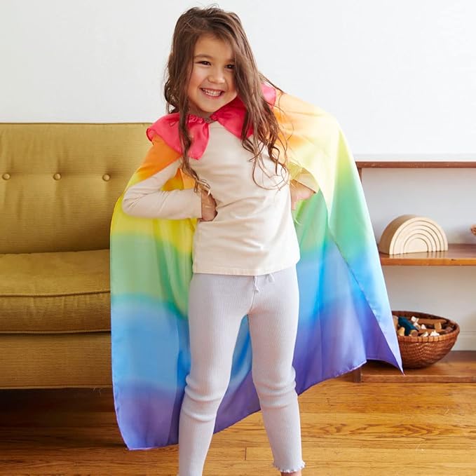 Sarah's Silks - Rainbow Cape for Kids Ages 3-8 | Montessori and Waldorf Toy Dress Up for Pretend Play | Birthday Gift for Boys and Girls