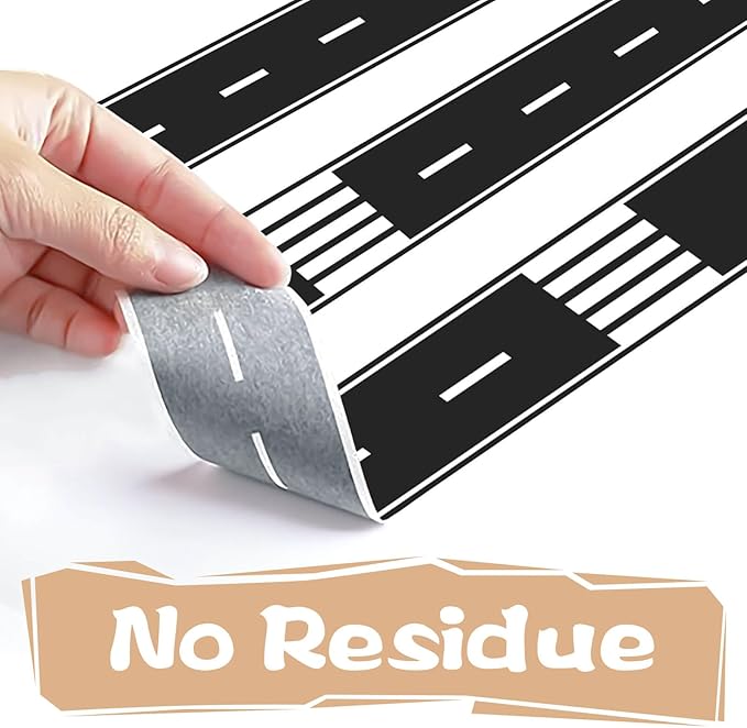 Piokio 2 Rolls of Black Road Track Tape, Race Cars Decorations for Kids Birthday Party, 33" x 2.4" Each Roll