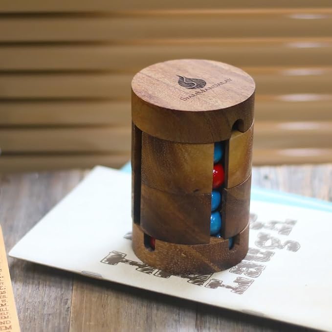 Spinning Drum: Handmade Rotational IQ Puzzle for Adults & Kids by SiamMandalay – Spinning Sequential Color Barrel Brain Teaser