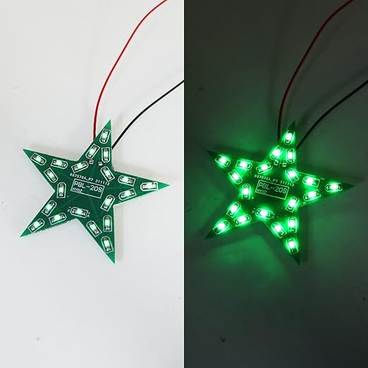 Soldering Practice Kit DIY Five Pointed Star Shaped Green LED Breathing Light SMD Electronics Projects Learn How to Solder(03XX02)