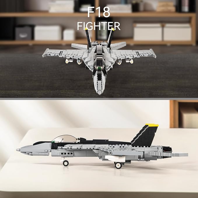 DAHONPA F-18 Bumblebee Fighter Military Army Airplane Building Bricks Set, 700+ Pieces Air-Force Build Blocks Toy, Gift for Kid and Adult.
