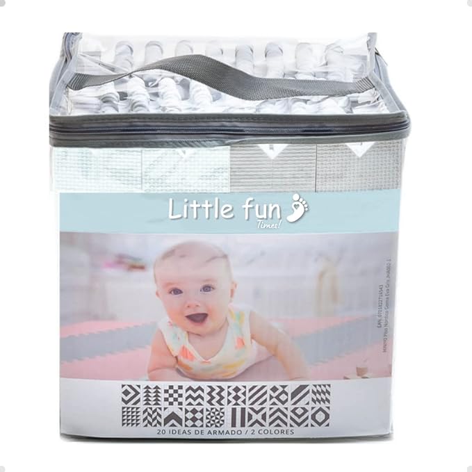 Little fun times Play Mat for Baby Large 72 Pieces, Assembled Total 64 x 64 inch 28,4 SqFt, Interlocking Floor Puzzle, EVA Tiles Playmat for Toddler and Kids, Two Colors Design with Edges.