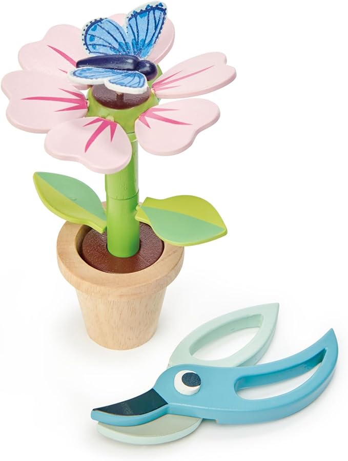 Tender Leaf Toys - Blossom Flowerpot Set - Indoor Garden Pretend Play Wooden Toy with Removable Leaves and Petals - Educational, Creative and Basic Life Learning Skills Fun for Children 3+