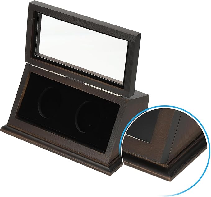 PATIKIL Coin Display Case, 2 Slots Coin Presentation Display Box Coin Box Coin Case with Coin Holder Fit 38-44.5mm Coin for Silver Dollar Collectors, Brown