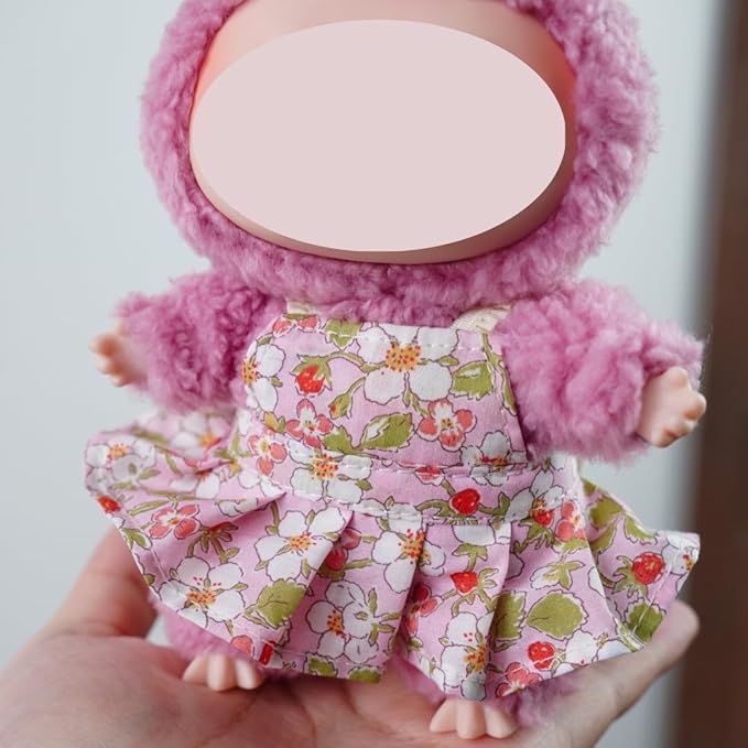 2-Piece Clothes for Labubu (NO Doll), Handmade Liberty Fabric Dress and Bow Set for 17CM Dolls, Cute Outfit Accessories (PAYSANNE-Blossom)
