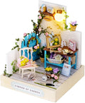 TuKIIE DIY Miniature Dollhouse Kit with Furniture, 1:24 Scale Creative Room Mini Wooden Doll House Plus Dust Proof for Kids Teens Adults(Corner of Garden)