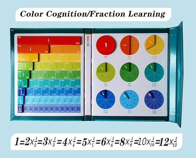 Magnetic Fraction Educational Puzzle Fraction Tiles and Circles, Equip Magnetic Score Disk Demonstrator,Math Manipulatives Enhance Early Primary School Students Mathematical Skills