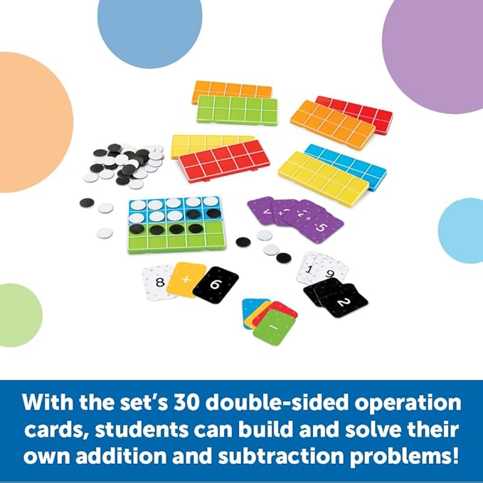 Learning Resources Rainbow Ten-Frames Classroom Set, 140 Pieces - Math Tools for Students Ages 5+, School Supplies and Teacher Resources, Classroom Supplies