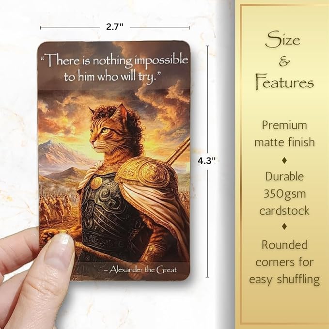Paws of Wisdom Motivational 54-Card Deck. Cat-Themed Historical Quotes, Positive Affirmations & Daily Actions for Personal Growth. Mindfulness & Self-Care Gift for Women, Adults, Teens, & Teachers