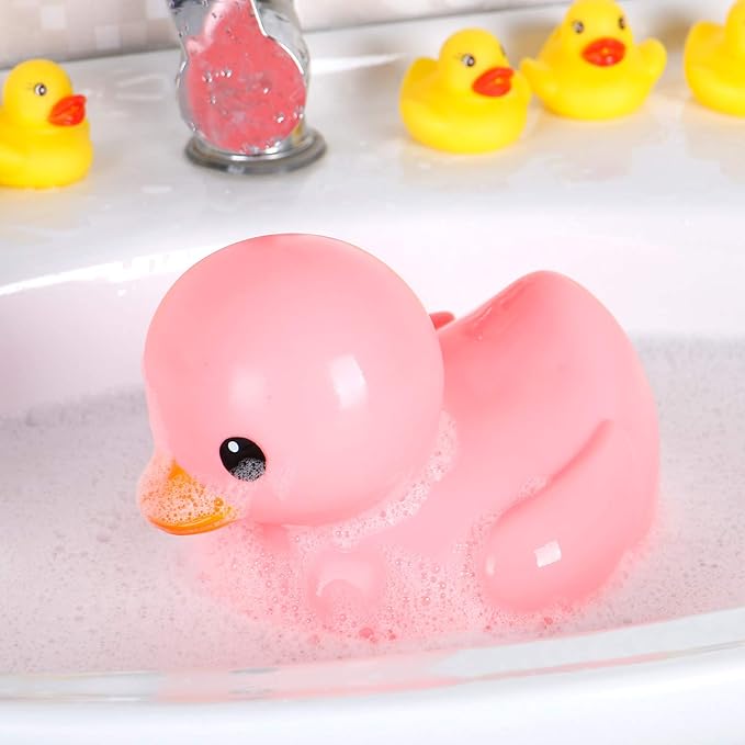 XL Jumbo Large Rubber Duck Bath Toy - No Hole Giant Duck, Waterproof Big Duckie Baby Shower Water Toy Without Hole for Kids Home, Decor, Party Gift 8-Inches (Pink)