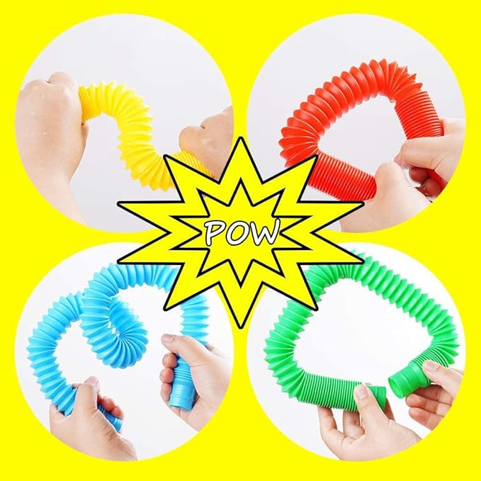40 Large Jumbo Pop Tubes Sensory Fidget Toys for Party Favor, Classroom Prizes, Birthday Christmas Valentine Gift