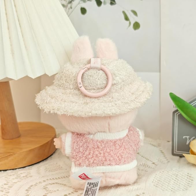 5 Set 17cm Doll Clothes, 17cm Doll Clothing Set, Light Pink Heart-Shaped Velvet hat + Small Water Cup + Glasses + Canvas Shoes(No Doll Included)