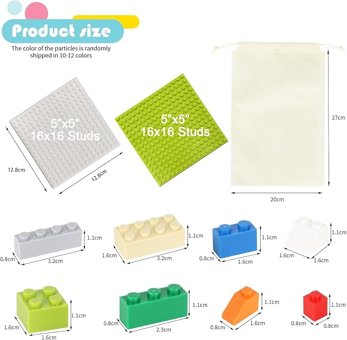 Classic Building Bricks 399 Pieces High Bulk Building Blocks & 2 PCS of Base Plate, Building Blocks Box Set Compatible with Lego Classic
