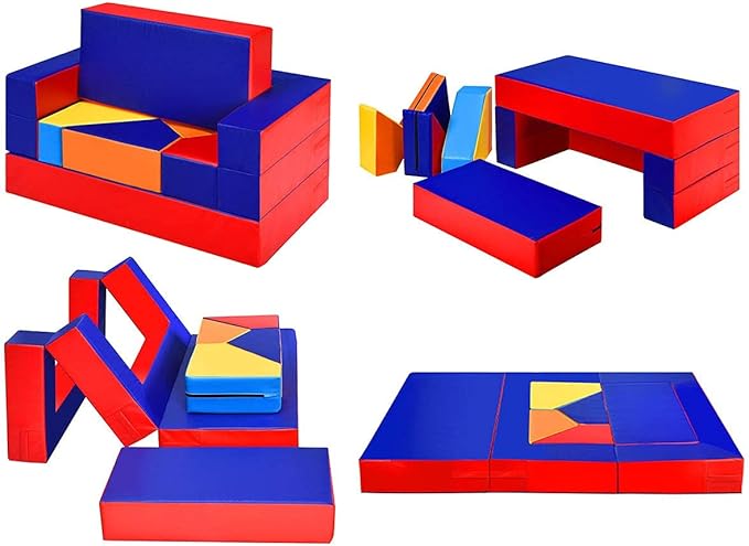 Costzon 4-in-1 Unique Shapes Convertible Climb and Crawl Foam Set for Climbing, Crawling, Sliding, 8-Piece Colorful PU Activity Play Soft Zone for Baby, Preschooler (Assorted)