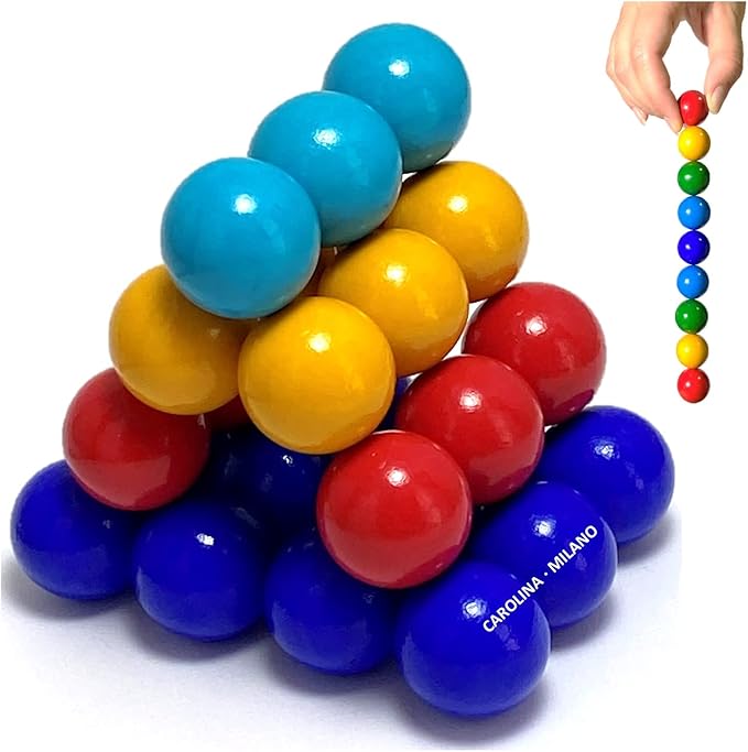 Science Kit Toy 27 PCS Colorful Hematite Magnetic Stones Large 20 mm Magnets for Age 6+ Years Building Blocks, Home Office Kids Adults Intelligence Development Educational Party Gift Sphere, 27-16