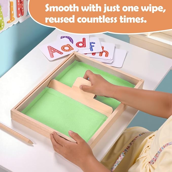 Montessori Sand Tray for Kids,Writing Play Sand Tray with Lid for Classroom Practice Writing Letters and Numbers