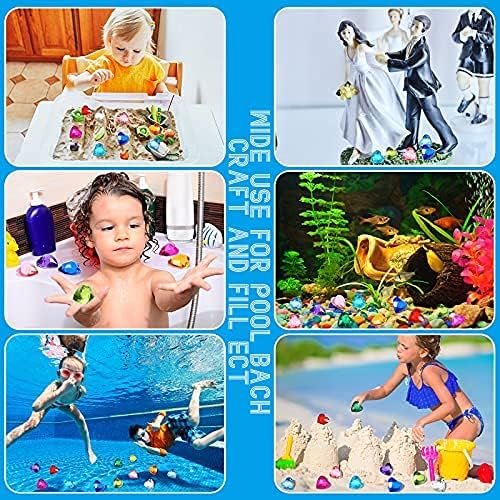 Hicarer 20 Pieces Diving Gem Pool Toys Colorful Big Diamond Pirate Treasure Diving Gems Acrylic Heart Gemstones Summer Beach Underwater Swimming Toys for Kids Swimming Party Favor Pool Training Gift