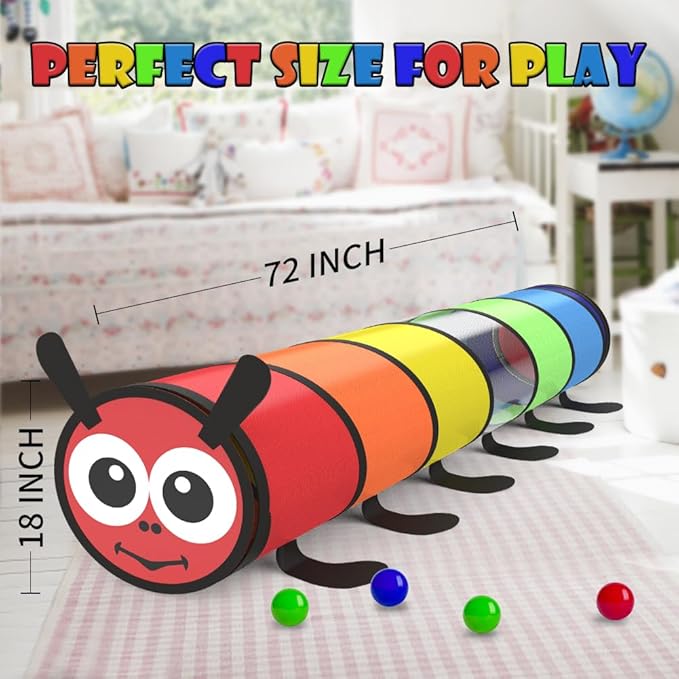 Kids Play Tunnel for Toddlers 1-3 Colorful Pop Up Baby Tunnel for Kids to Crawl Through 6 Foot with Breathable Mesh Collapsible Toddler Toys Gift for Children or Dog