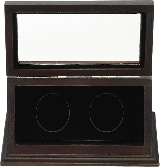 PATIKIL Coin Display Case, 2 Slots Coin Presentation Display Box Coin Box Coin Case with Coin Holder Fit 38-44.5mm Coin for Silver Dollar Collectors, Brown
