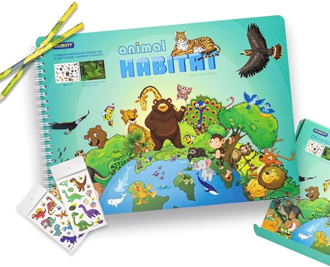 Sticker Books for Kids Animals Stickers for Kids, Toddler Stickers Aesthetic, 700+Animal Habitats Sticker Preschool Learning Activities for Kids Ages 3-5, Coloring for Kids Ages 2-4 (Animal Habitat)