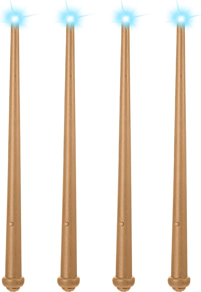 Sumind 4 Pieces Light up Wand Magic Light and Sound Toy Wizard Wands, Illuminating Witch Wand, Costume Accessory for Halloween Cosplay Birthday Party Favors(Yellow)