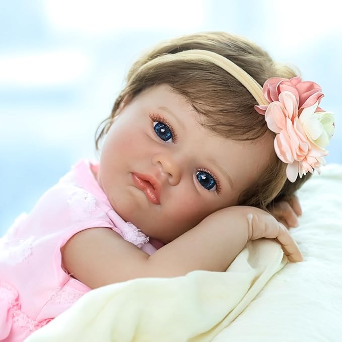 SCOM Lifelike Reborn Baby Dolls - 20 Inch Realistic-Newborn Baby Doll Girl Real Life Baby Dolls with Soft Weighted Body, Poseable Real Baby Reborn Gift Toy for 3+ Years Old Kids