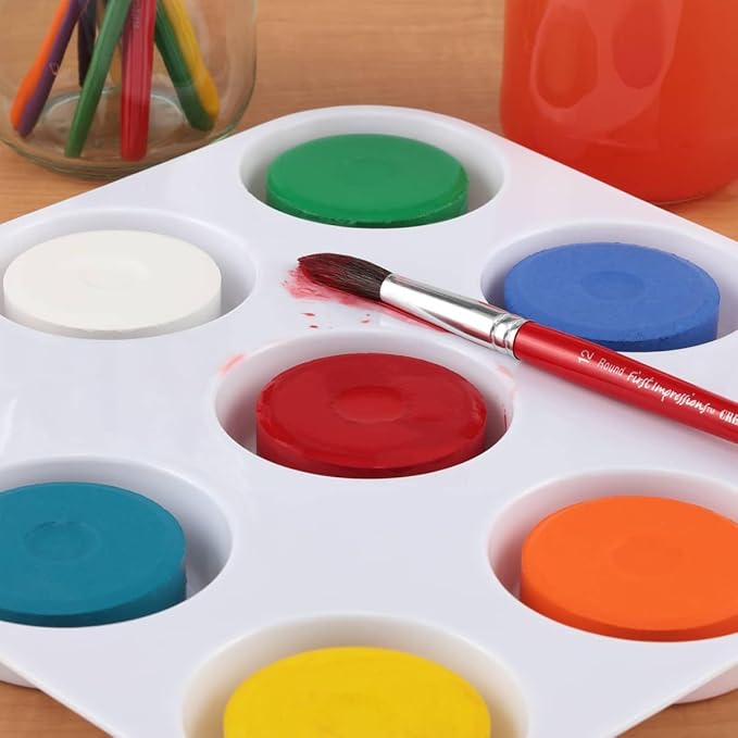 Tempera Paint Set for Kids - WASHABLE Children's Non-Toxic Tempera Paint Cakes with Palette Clean with Just Soap & Water