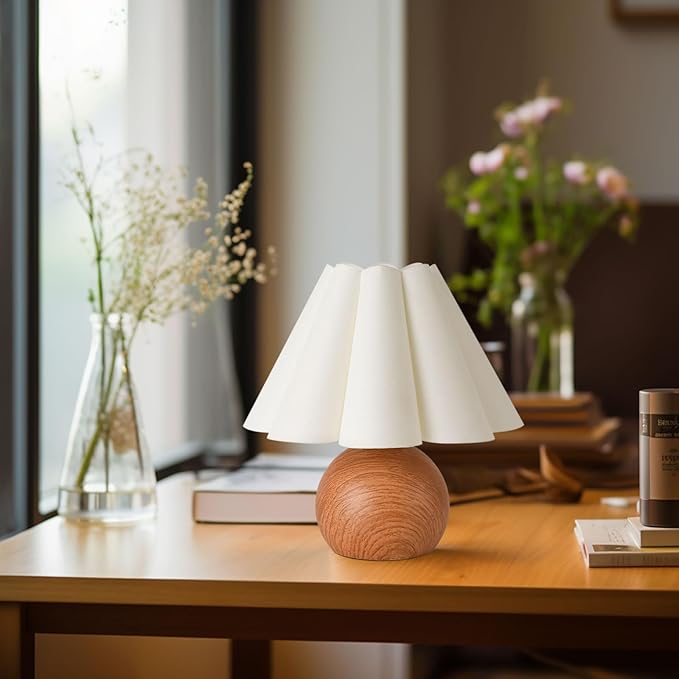 KUNJOULAM Cute Small Table Lamp, Modern Bedside Nightstand Lamp with Beige Lampshade, Metal Base for Bedroom Home Office Decor (Without Buld