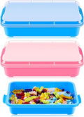 2 Pcs Sensory Bins Sand Tray with Lid, 15in Stackable Leak-Proof Plastic Sensory Tray for Sand & Water Play, Portable Bin for Kids 3 4 5 6, Easy Clean, Indoor Outdoor(Pink, Blue)