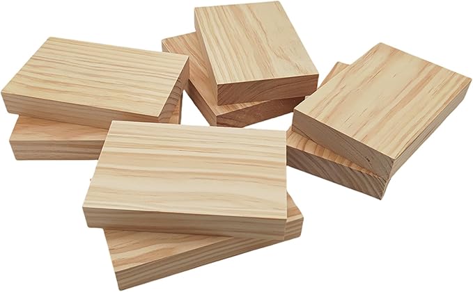 8PCS Rectangle Wood Boards Unfinished Wood Blocks for Crafting, 6x4x1in Blank Whittling Wooden Blocks for Wood Carving,Painting & Burning