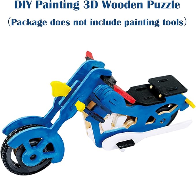 Georgie Porgy 3D Wooden Puzzles for Kids Toys Construction Woodcraft Kits DIY Model Puzzle Kits Birthday Gifts Pack of 3 (Pirate Ship Truck Motorcycle)