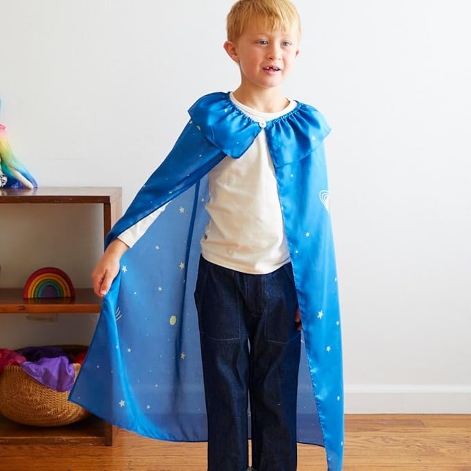 Sarah's Silks - Star 100% Silk Cape for Pretend Play as a Superhero, Princess, Fairy or Elf. 32" Long and 7"-12" Adjustable Neck Band