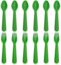 12 Pcs Kids Spoons and Forks Toddler Utensils Plastics Reusable Silverware Baby Cutlery Set Feeding Dinnerware Utensils BPA Free Microwave Dishwasher and Freezer Safe- Green