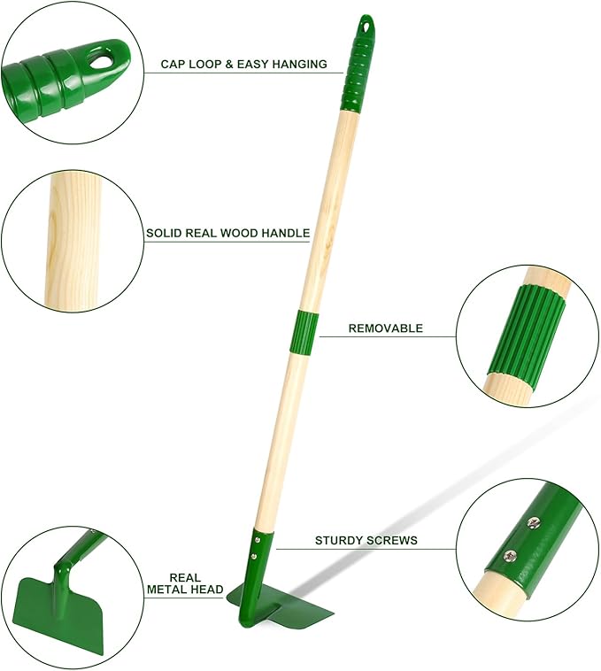 Duckura Kids Gardening Tools Set - 10pcs Wheelbarrow Set for Kids with Shovel, Rake, Leaf Rake, Summer Outdoor Yard Digging Weed Toys, Halloween Birthday Gifts for Boys Girls Age 2 3+ Years Old(Green)