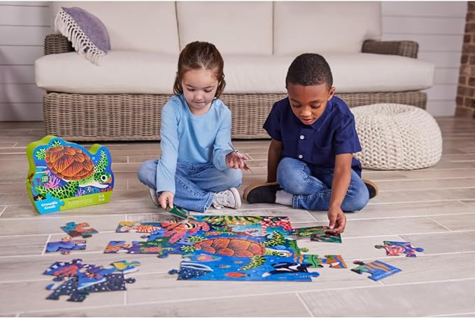 Crocodile Creek Jigsaw Puzzle, 36 Piece for Kids 3 Years and Up, Heavy-Duty Shaped Box for Storage, Finished Puzzle Size 18 x 24 inches, Sea Turtle