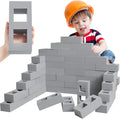 Zhanmai 50 Pack Foam Bricks Building Blocks for Kids Foam Cinder Blocks Large Fake Bricks Toy for Stacking and Construction 8 x 4 x 2.4 Inches(Square)