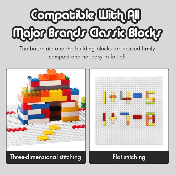 Lekebaby Classic Baseplates Building Base for Building Bricks 100% Compatible with Major Brands-Baseplate 10" x 10", Pack of 6 (White)