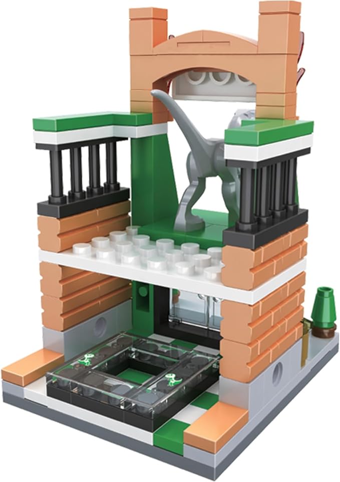 Brick Loot Mini City Dino Dinosaurs World Building Set – 122-Piece Lego-Compatible Dinosaur Museum Mini Bricks Kit for Kids & Adults, Creative STEM DIY Model, Compact Display Collectible