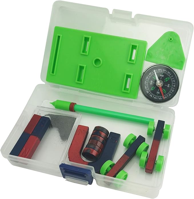 EUDAX Labs Junior Science Magnet Set for Education Science Experiment Tools Icluding Bar/Ring/Horseshoe/Compass Magnets