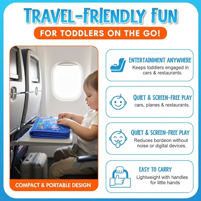 Busy Board Montessori Toy for Toddlers Ages 1-4 – Sensory Activity Board for Fine Motor Skill Development, Educational Travel Toy for Airplane & Car, Learning Toys for Boys & Girls