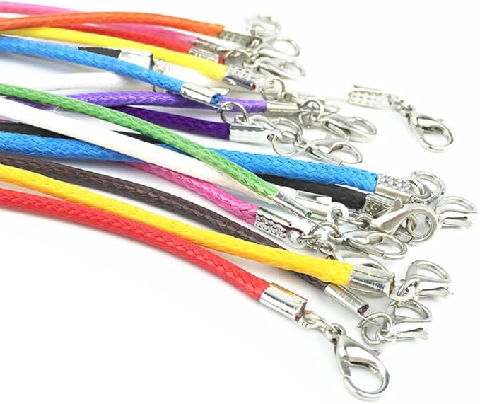 Paxcoo 100 Pcs 18 Inches Waxed Cotton Necklace Cord for Jewelry Making Mix Color