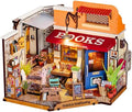 ROBOTIME DIY Miniature House Kit Mini Corner Bookstore Tiny House Making Kit with LED Wooden Craft Diorama Kit Decorative Hobby Unique Gift