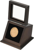 PATIKIL Coin Display Case, 1 Slot Coin Presentation Display Box Coin Box Coin Case with Coin Holder Fit 38-44.5mm Coin for Silver Dollar Collectors, Brown